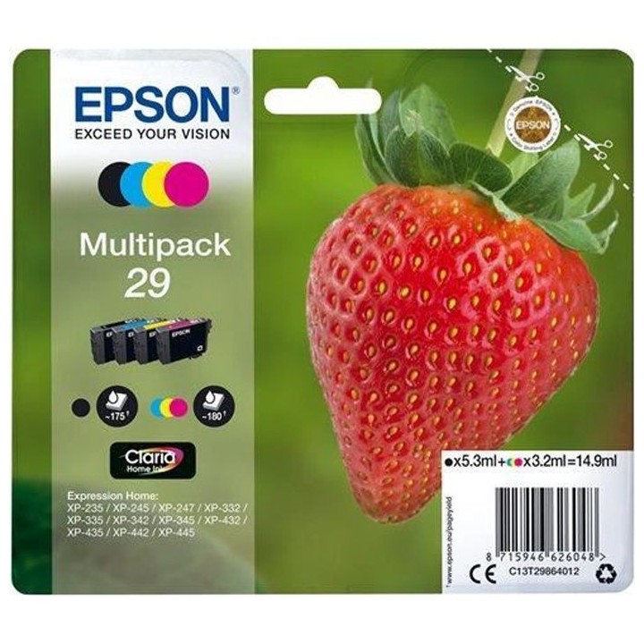 EPSON Multipack T2986 - Fraise - Noir, Cyan, Magenta, Jaune (C13T29864