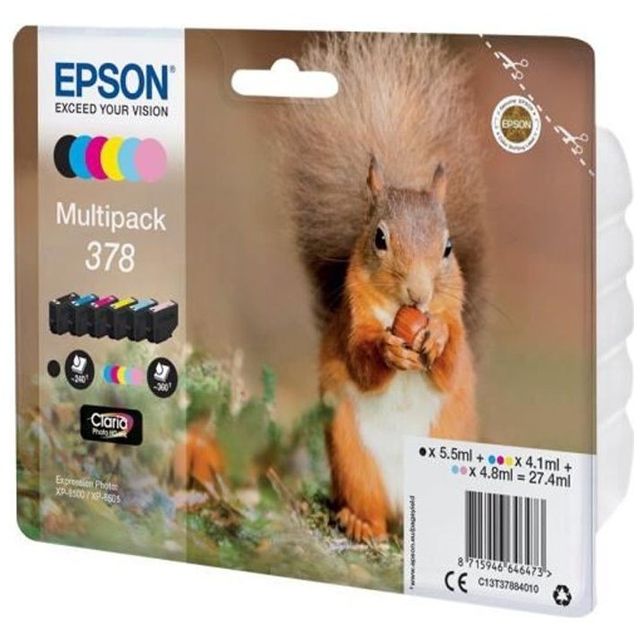 EPSON Multipack 378 - Ecureuil - Noir, Jaune, Cyan, Magenta, Magenta c