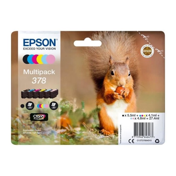 EPSON Multipack 378 - Ecureuil - Noir, Jaune, Cyan, Magenta, Magenta c