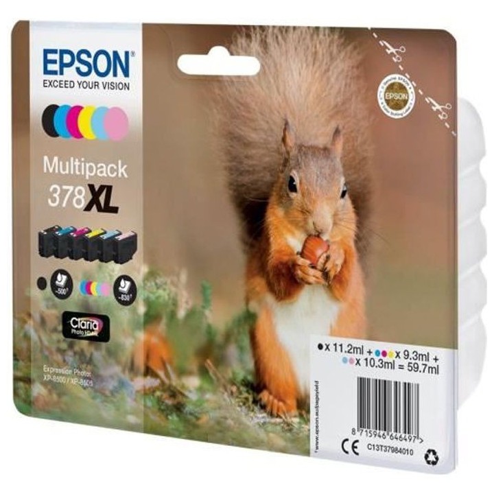 EPSON Multipack 378 XL - Ecureuil - Noir, Jaune, Cyan, Magenta, Magent