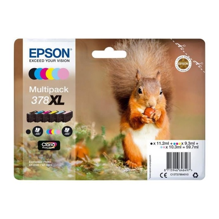 EPSON Multipack 378 XL - Ecureuil - Noir, Jaune, Cyan, Magenta, Magent