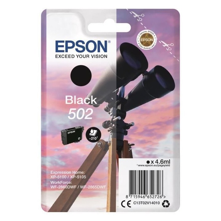 EPSON Cartouche d'encre 502 Noir - Jumelles (C13T02V14020)