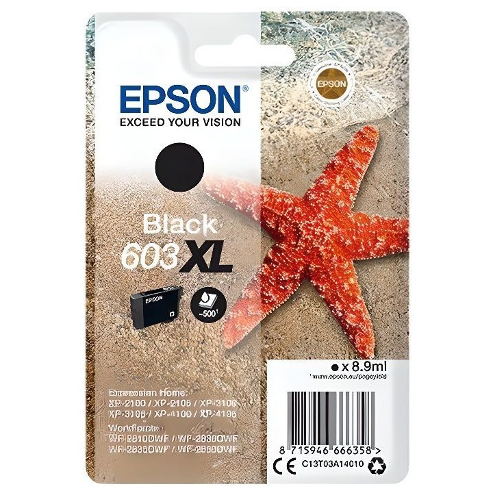 EPSON Cartouche d'encre 603 XL Noir - Etoile de mer (C13T03A14010)