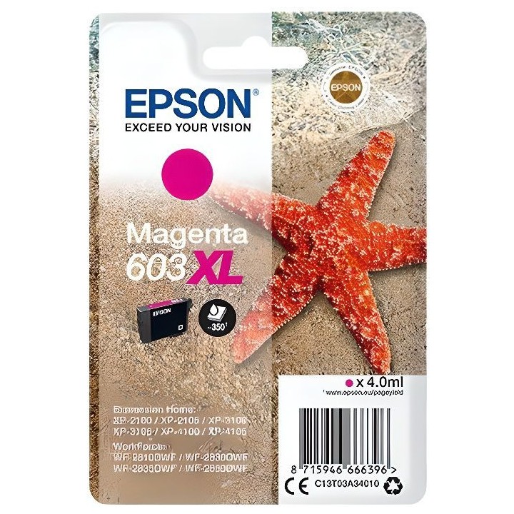 EPSON Cartouche d'encre 603 XL Magenta - Etoile de mer (C13T03A34010)