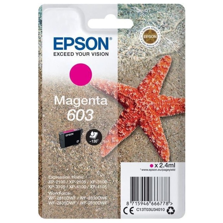 EPSON Cartouche d'encre 603 Magenta - Etoile de mer (C13T03U34010)