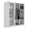 Armoire avec miroir - En panneaux de particules - Blanc - 4 portes - Style Essentiel - Chambre - L 200 x P 52 x H 215cm - MAXI