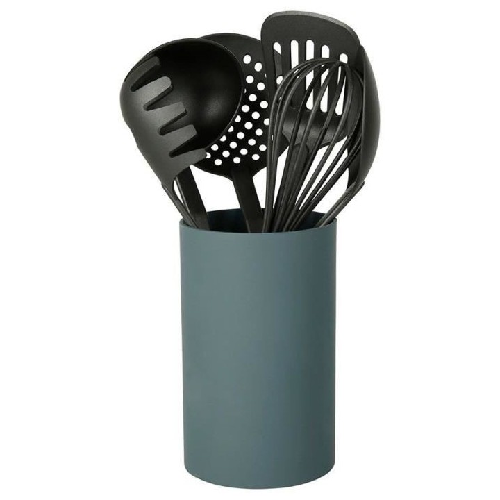 EQUINOX - Set d'ustensiles 6 pieces en nylon - manches en inox + pot d