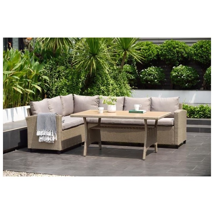 Salon de jardin avec table repas en résine tressée 5 personnes ERODE