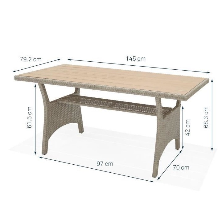 Salon de jardin avec table repas en résine tressée 5 personnes ERODE