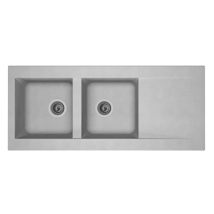 STRADOUR Evier cuisine a encastrer 2 bacs + 1 égouttoir Einna - Rési