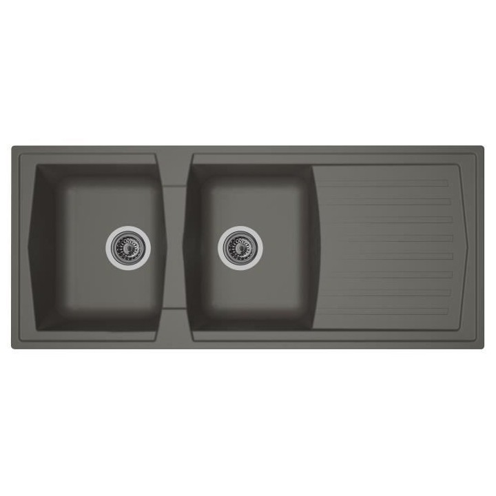 STRADOUR Evier cuisine a encastrer 2 bacs + 1 égouttoir Arena - Rési