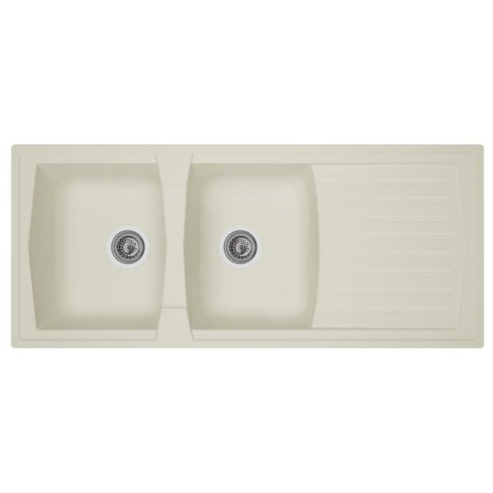 STRADOUR Evier cuisine a encastrer 2 bacs + 1 égouttoir Arena - Rési