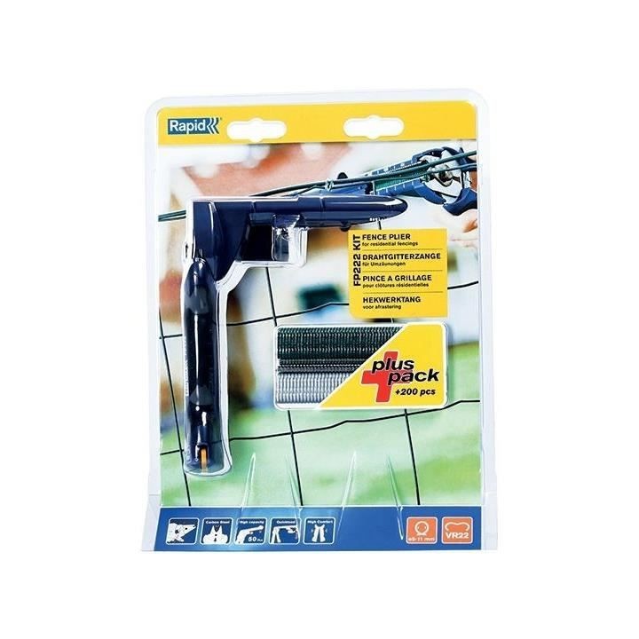 RAPID Pince a grillage FP222 + 100 VR22 galva et 100 VR22