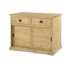 Buffet 2 portes coulissantes 2 tiroirs en bois massif - ESTEBAN - L 120 x P 45 x H 85 cm