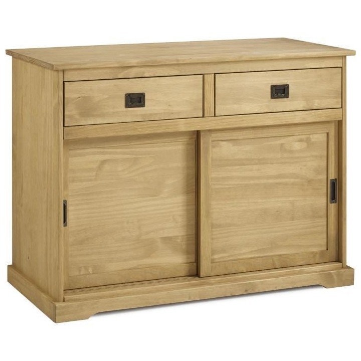 Buffet 2 portes coulissantes 2 tiroirs en bois massif - ESTEBAN - L 12