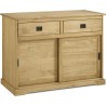 Buffet 2 portes coulissantes 2 tiroirs en bois massif - ESTEBAN - L 120 x P 45 x H 85 cm