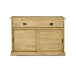 Buffet 2 portes coulissantes 2 tiroirs en bois massif - ESTEBAN - L 120 x P 45 x H 85 cm