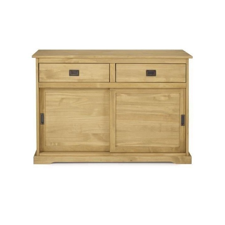 Buffet 2 portes coulissantes 2 tiroirs en bois massif - ESTEBAN - L 12