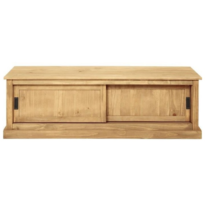 ESTEBAN Meuble TV 2 portes coulissantes en bois pin massif - L 140 x P