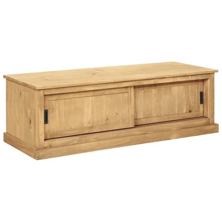 ESTEBAN Meuble TV 2 portes coulissantes en bois pin massif - L 140 x P