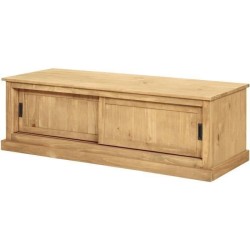 ESTEBAN Meuble TV 2 portes coulissantes en bois pin massif - L 140 x P 45 x H 45 cm