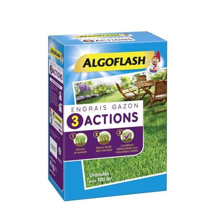 ALGOFLASH Engrais gazon 3 actions - 4 kg