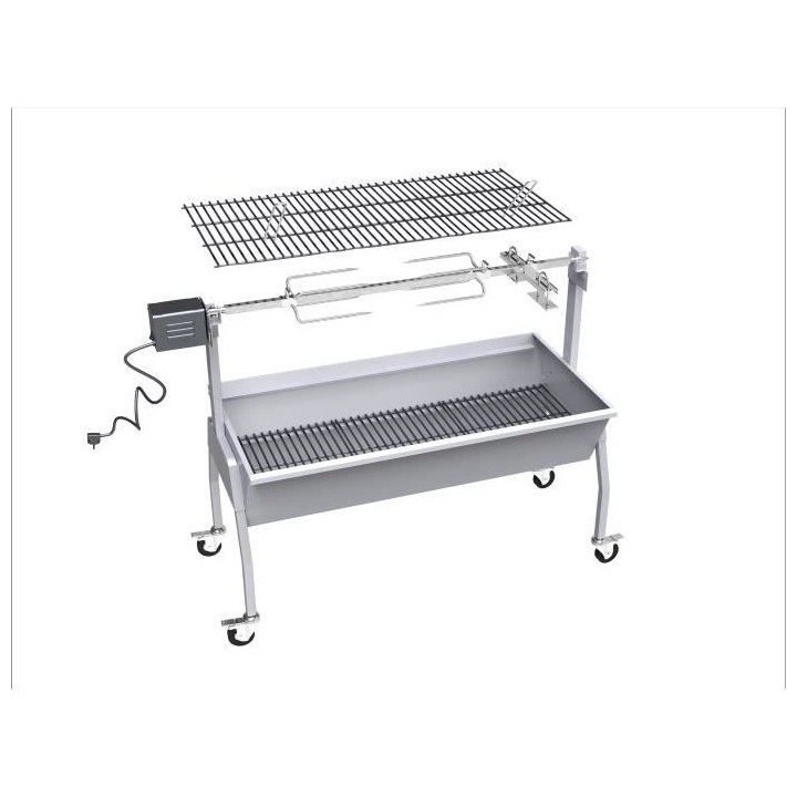 Barbecue a charbon - Rôtissoire - Tourne broche XXLSILVER STYLE - Sur