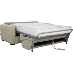 Canapé convertible express 3 places EUREKA - Tissu beige - L 204 x P 102 x H 95 cm