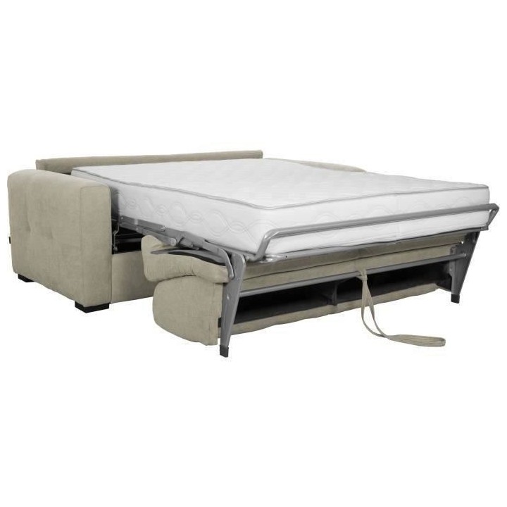 Canapé convertible express 3 places EUREKA - Tissu beige - L 204 x P