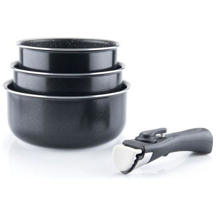 ARTHUR MARTIN AM120B Set de 3 casseroles 16-18-20 cm + 1 poignée - To