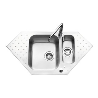 EWI Evier cuisine a encastrer 1,5 bac sans égouttoir Gala - Inox liss