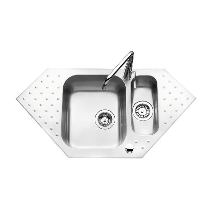 EWI Evier cuisine a encastrer 1,5 bac sans égouttoir Gala - Inox liss