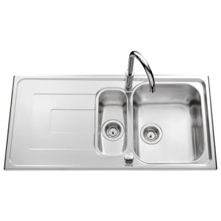 EWI Evier cuisine a encastrer 1,5 bac + 1 égouttoir Saphir - Inox lis