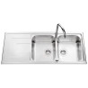 EWI Evier cuisine a encastrer 2 bacs + 1 égouttoir Saphir - Inox lisse - 116 x 50 cm