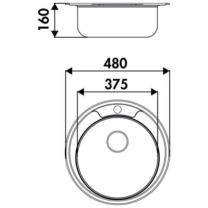 EWI CUVE RONDE DIAMETRE 48CM INOX LISSE VIDAGE MANUEL