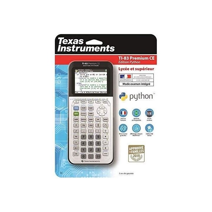 Calculatrice Texas Instrument TI-83 Premium CE Python