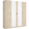 Armoire avec miroir - En panneaux de particules - Décor chene - 4 portes - Style Essentiel - L 200 x P 52 x H 215cm - MAXI