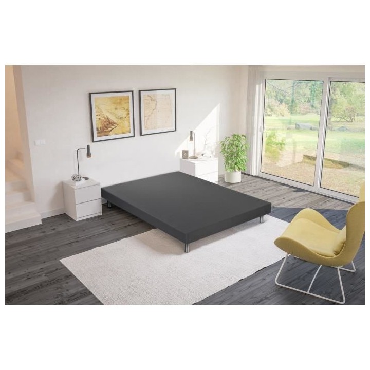 CREASOM Hinoki Sommier 160 x 200 - 14 lattes fixes - Gris