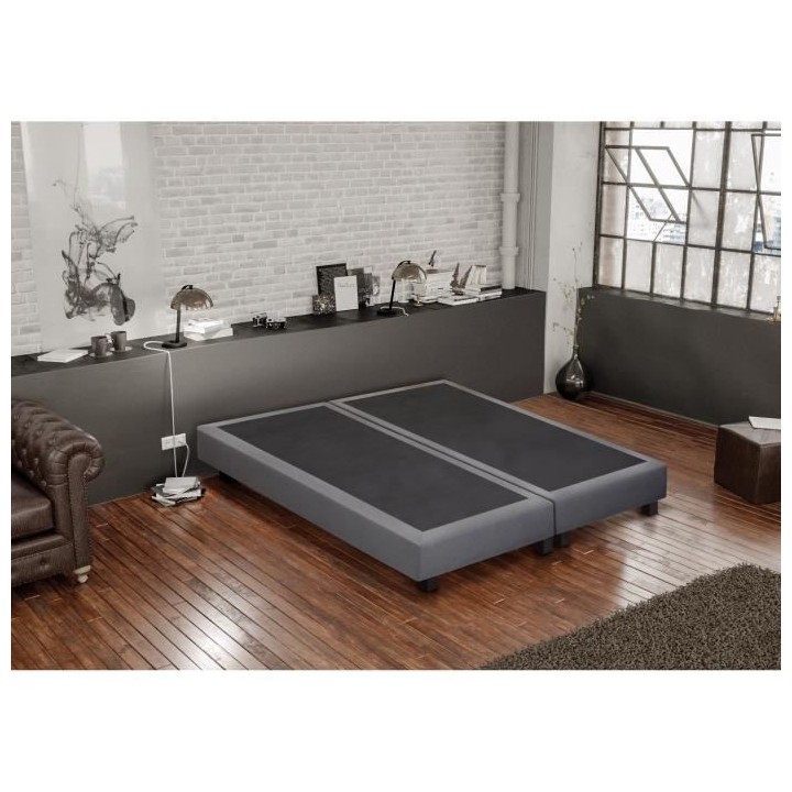 CREASOM SEQUOIA - Sommiers 2 x 90 x 200 - 14 lattes fixes - Gris