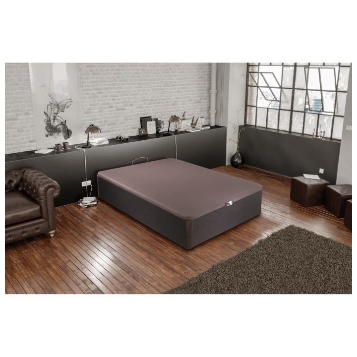 BEDBOX Sommier avec Coffre 140x190 Wengé