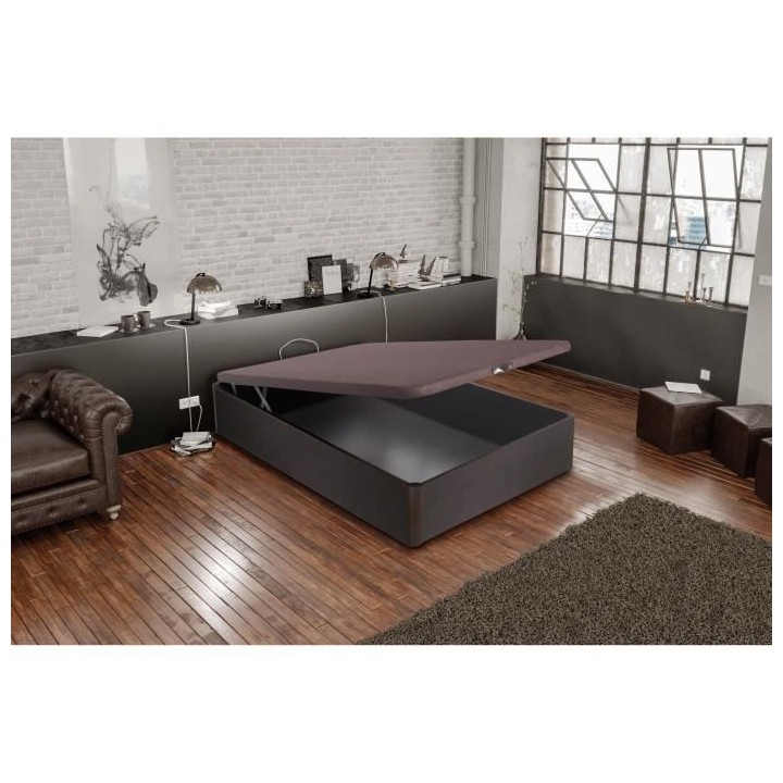 BEDBOX Sommier avec Coffre 140x190 Wengé