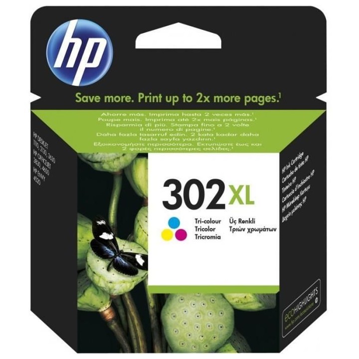 HP 302XL Cartouche d'encre trois couleurs grande capacité authentique