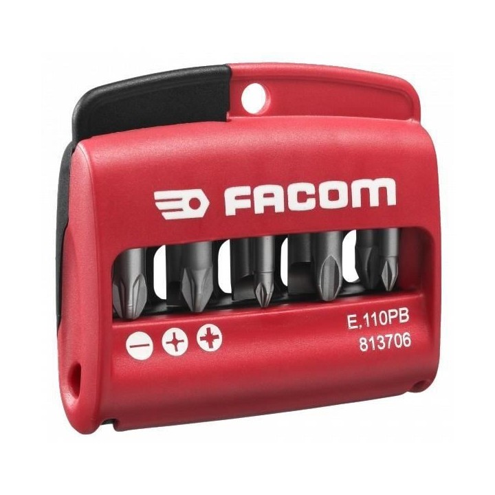 10 embouts mixtes de vissage 1/4'' + porte-embout - FACOM - E.110PB