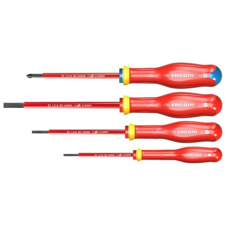Coffret de 4 Tournevis Protwist isolés 1000V FACOM - AT4VEPB (Livré