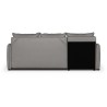 Canapé d'angle 4 places convertible réversible + coffre - Tissu gris clair et passepoil gris - L 240 x P 158 x H 93 cm - FADO