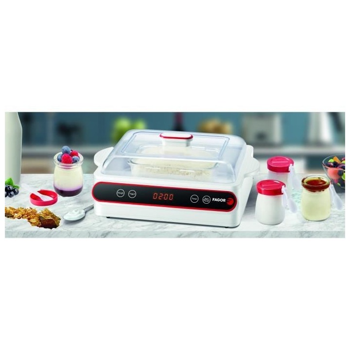 FAGOR FG3215 Yaourtiere 12 pots - 40W - Bouton start/pause - Minuteur