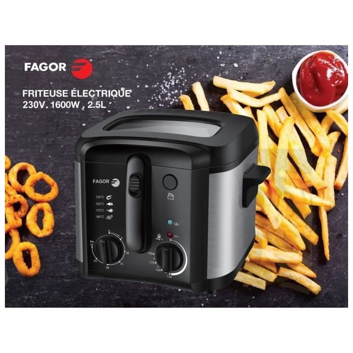 FAGOR FG0312 Friteuse électrique - 2,5L - 1600W - Timer - Thermostat