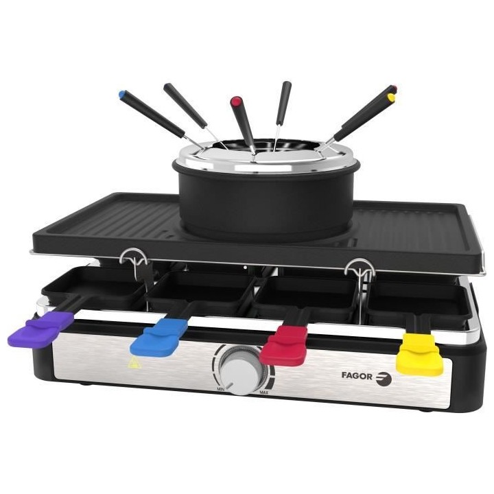 Appareil combiné 3 en 1 Raclette + Fondue + Grill - FAGOR FG369 - 140