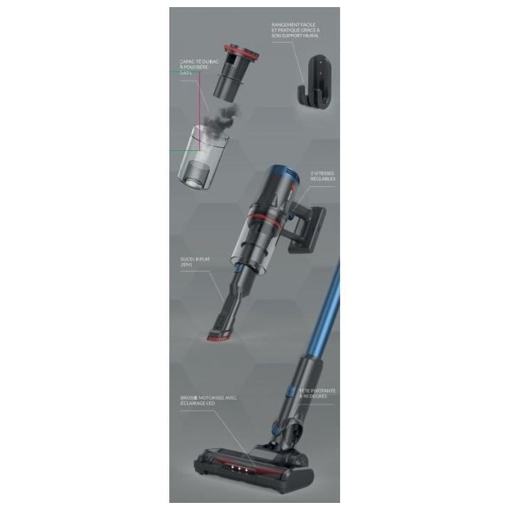 FAGOR FG459 - Aspirateur balai sans fil - 2 en 1 - 40 min autonomie -