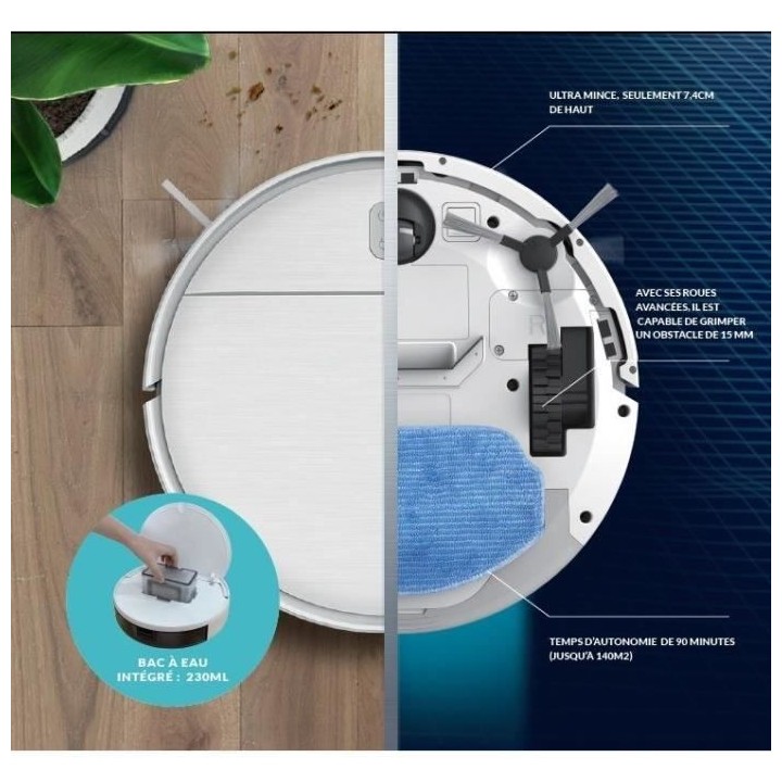 Aspirateur Robot Wifi FAGOR FG028 - 3 en 1 : Balaye, aspire et lave -